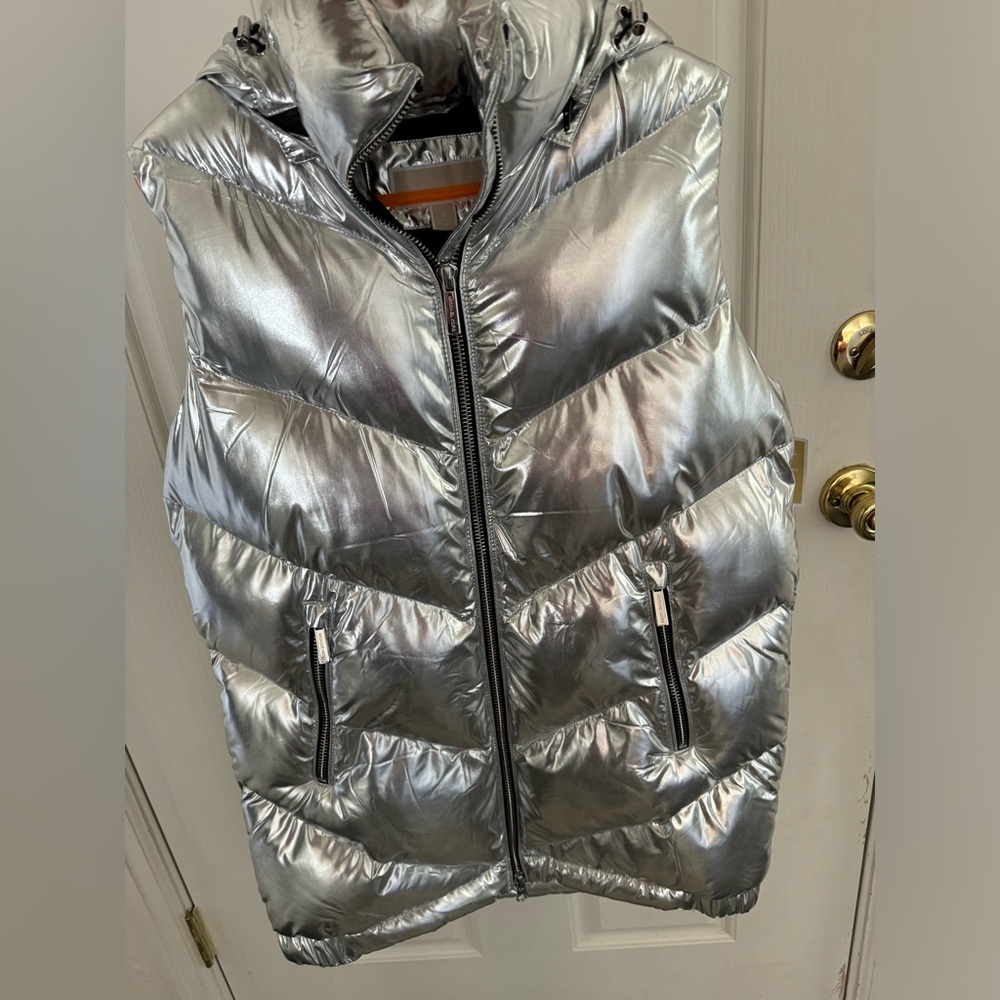 Michael Kors Oversized Silver Vest /Black Interior /New with tags /Never worn